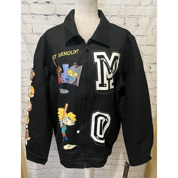 NICKELODEON Hey Arnold X MEMBERS ONLY Black Graphic Jacket Men’s Unisex Size L - Picture 1 of 11